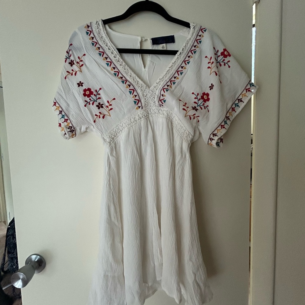 Embroidered White Dress